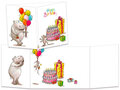 CT221 Cache-Cache uitklapbare kaart - taart en ballonnen - happy birthday