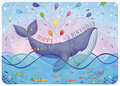 C007 Claske Verschoore ansichtkaart - happy birthday - walvis