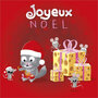 xBR008 Rémy Tornoir kerstkaart - joyeux noël - kat en muizen