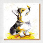 WP033 fine art kaart - hond met vlinder