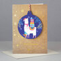 WHC036 kerstkaart met houten hanger - merry christmas - lama