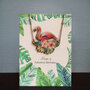 NL020 luxe wenskaart met ketting - have a fabulous birthday - flamingo