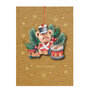 WHC084  kerstkaart met houten hanger - merry christmas - speelgoed