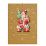 WHC081 kerstkaart met houten hanger - merry christmas - kerstman