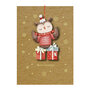 WHC072 kerstkaart met houten hanger - merry christmas - uil