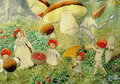 16154 ansichtkaart Elsa Beskow - paddenstoelen