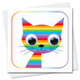 STR062 wenskaart Stripey Cats - boerenerf Rainbow Cat