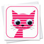 STR057 wenskaart Stripey Cats - boerenerf Stripey Cat Pink