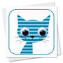 STR059 wenskaart Stripey Cats - boerenerf Stripey Cat Blue