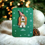 WHC090  kerstkaart met houten hanger - merry christmas - hond