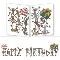 CT098 Cache-Cache uitklapbare kaart - happy birthday - aapjes | Correspondances | Mano cards groothandel